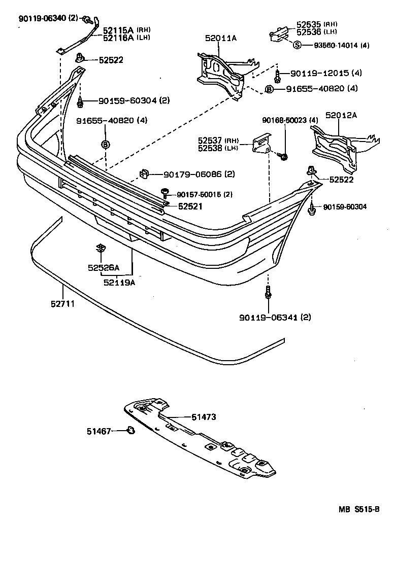 52115-12300 SUPPORT, FRONT BUMPER SIDE, RH product image