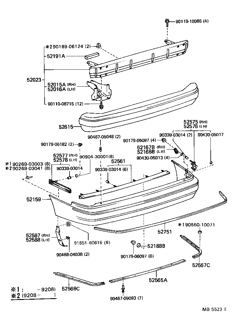 52015-50010 ARM SUB-ASSY, REAR BUMPER, RH product image