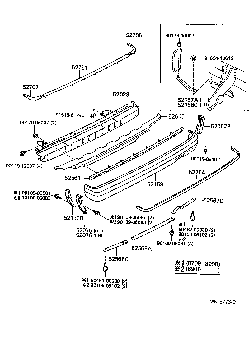 52075-31010 RETAINER SUB-ASSY, REAR BUMPER SIDE, RH product image