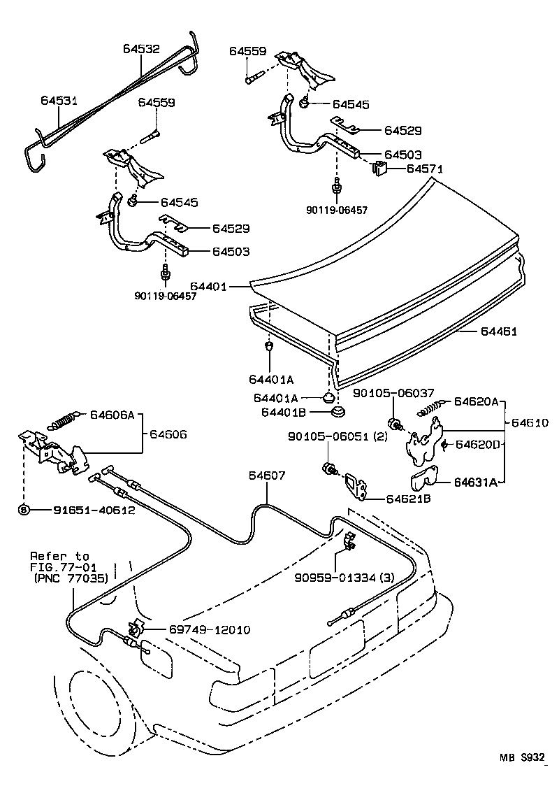64532-12290 BAR, LUGGAGE DOOR HINGE TORSION, LH product image