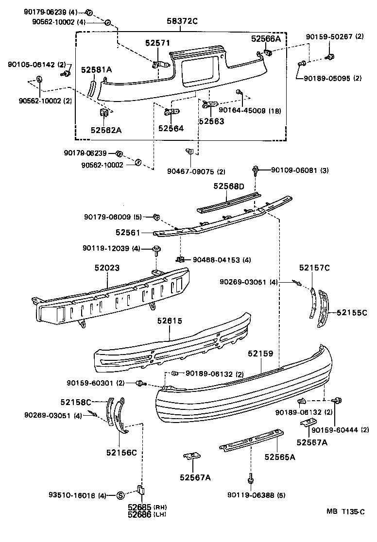 52159-20919 COVER, REAR BUMPER product image