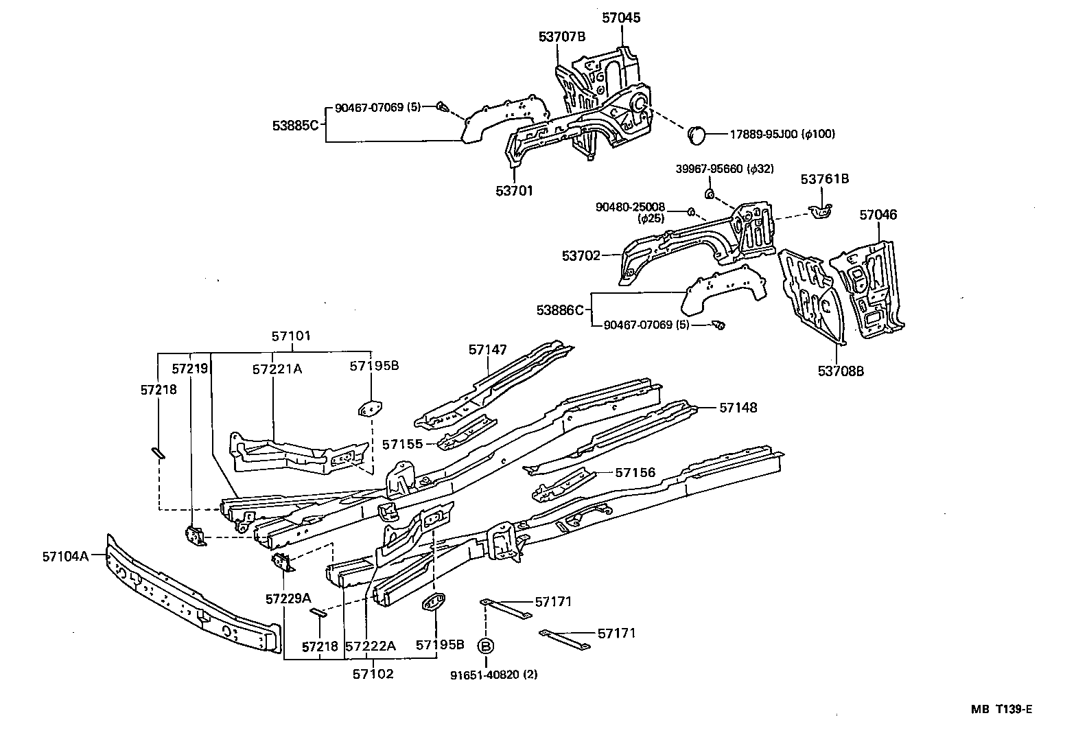 57102-95J47 MEMBER SUB-ASSY, FRONT SIDE, LH product image