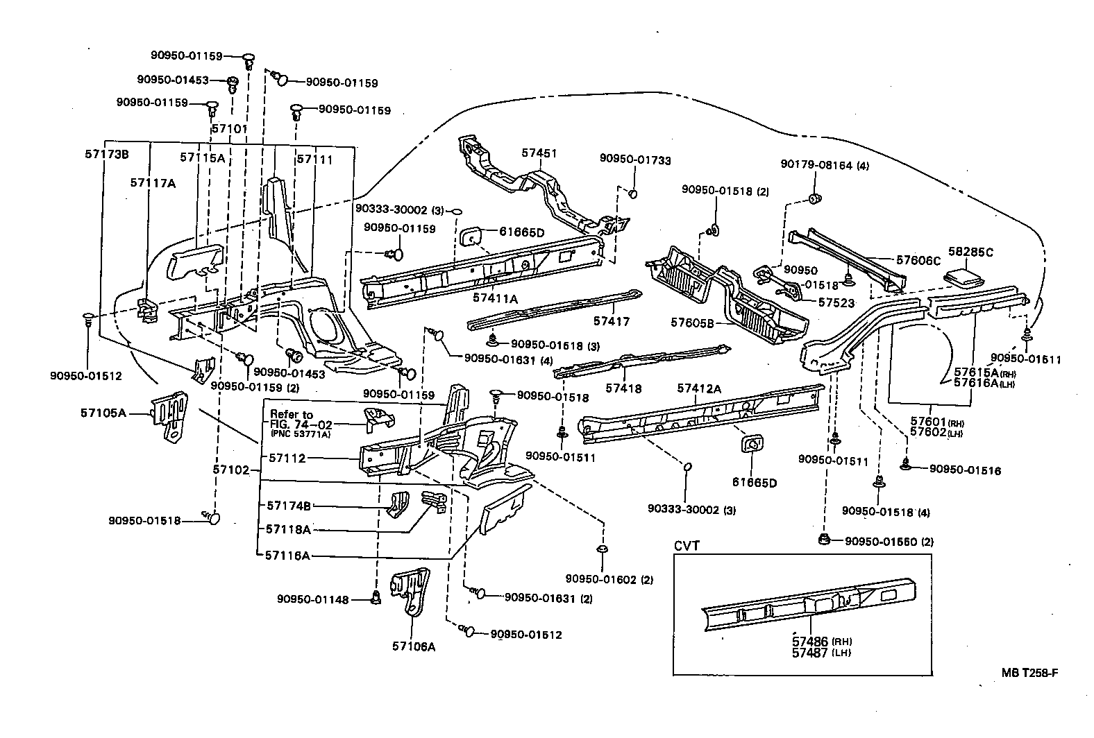 57102-20740 MEMBER SUB-ASSY, FRONT SIDE, LH product image