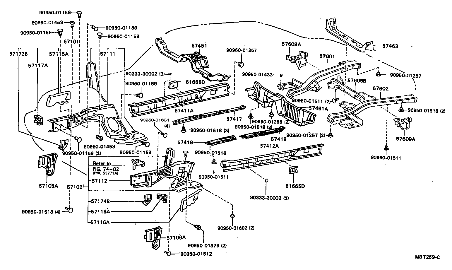 57102-20740 MEMBER SUB-ASSY, FRONT SIDE, LH product image