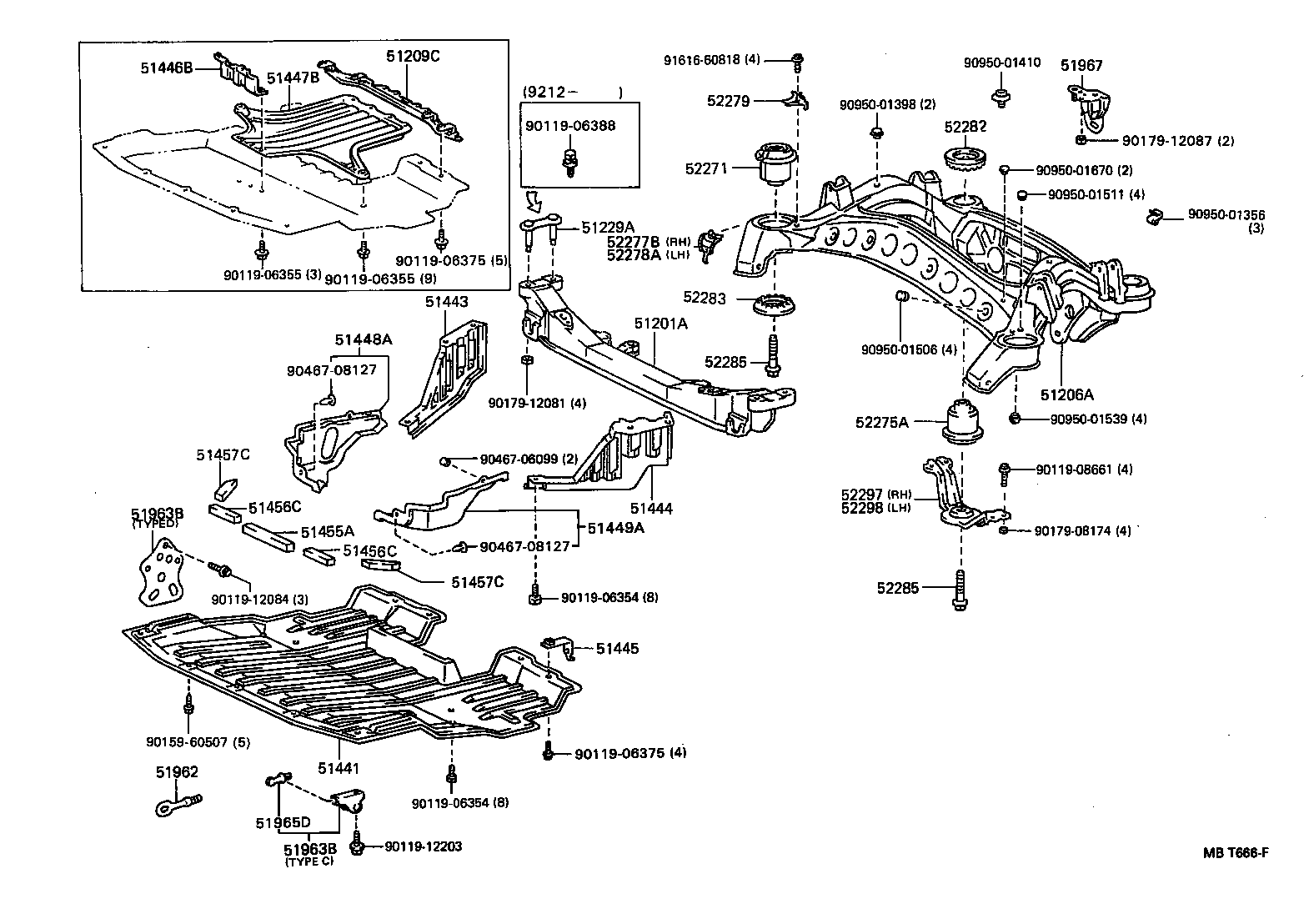 51206-50020 MEMBER SUB-ASSY, REAR SUSPENSION product image