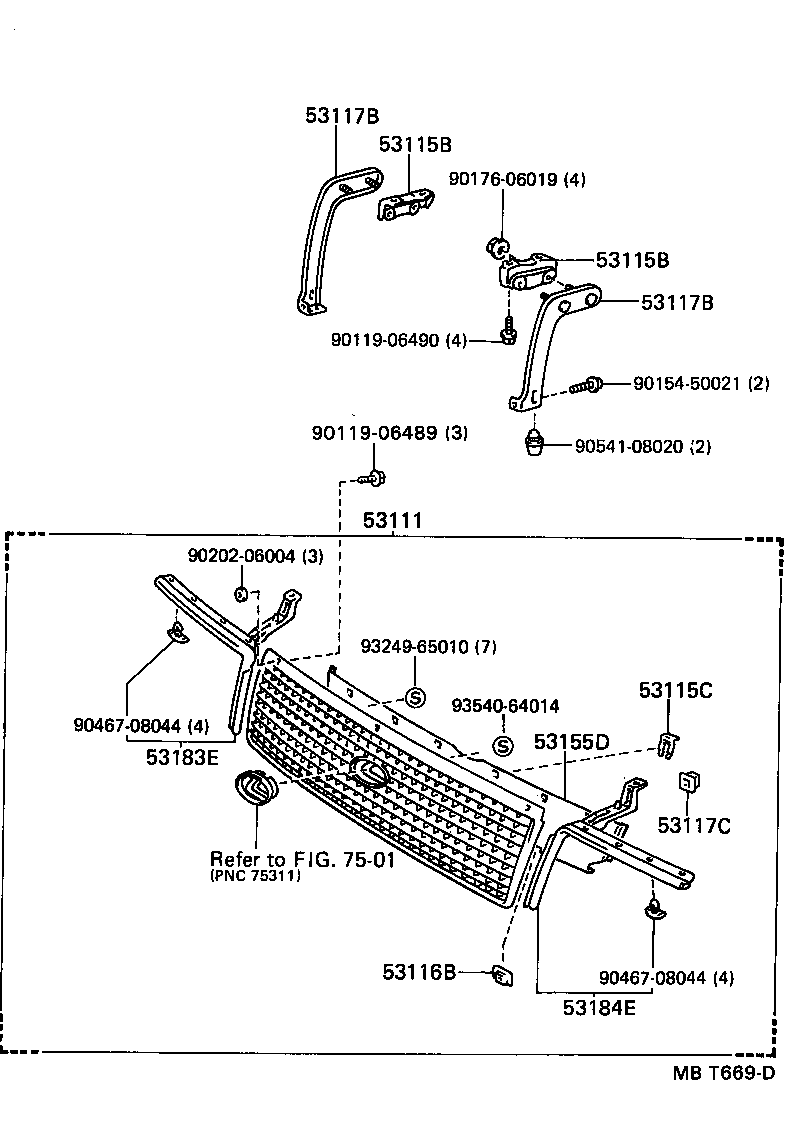 53100-50040 GRILLE, RADIATOR product image