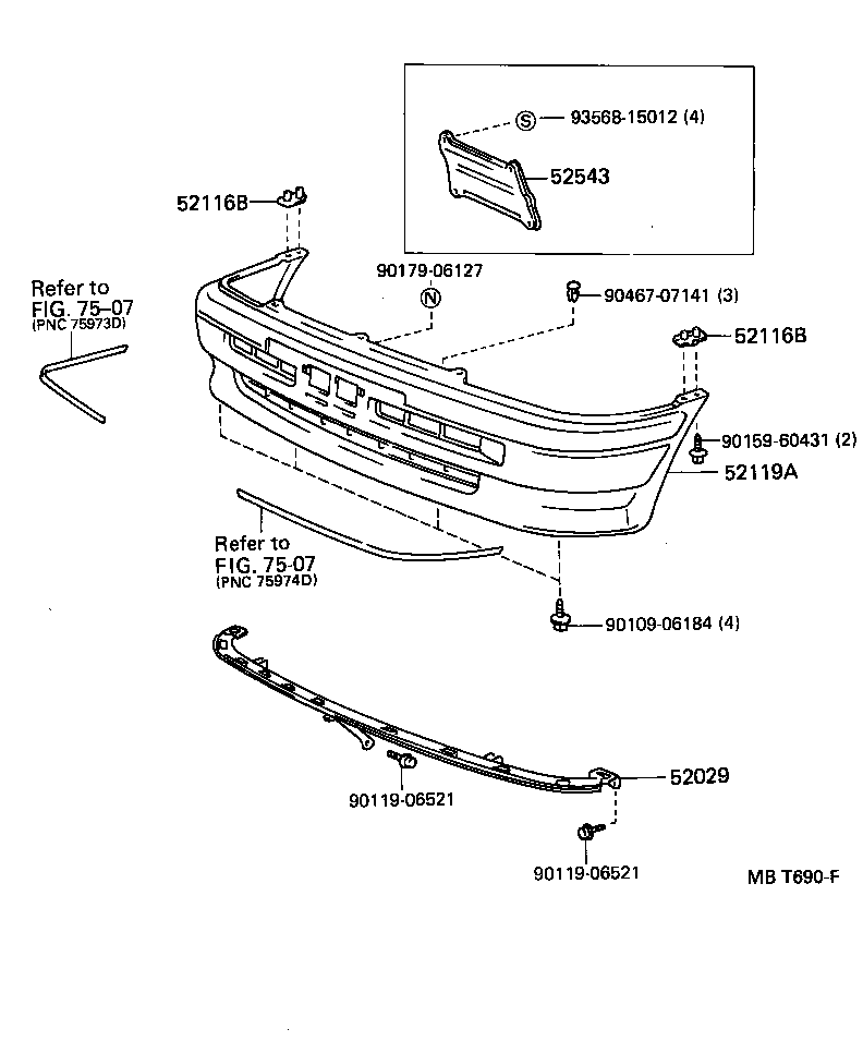 52116-10090 RETAINER, FRONT BUMPER product image