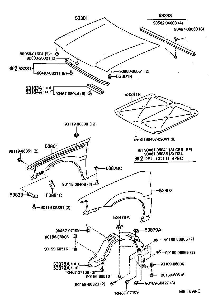 53381-10070 SEAL, HOOD TO RADIATOR SUPPORT product image