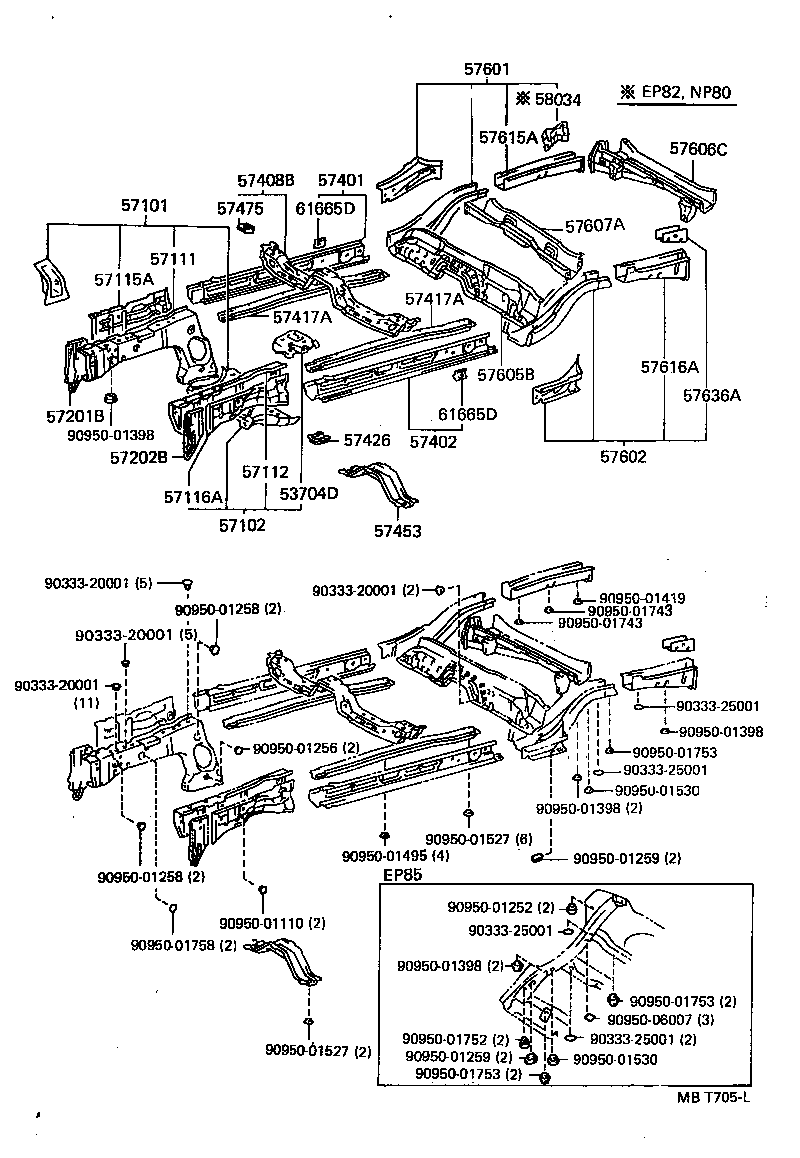 57102-10410 MEMBER SUB-ASSY, FRONT SIDE, LH product image