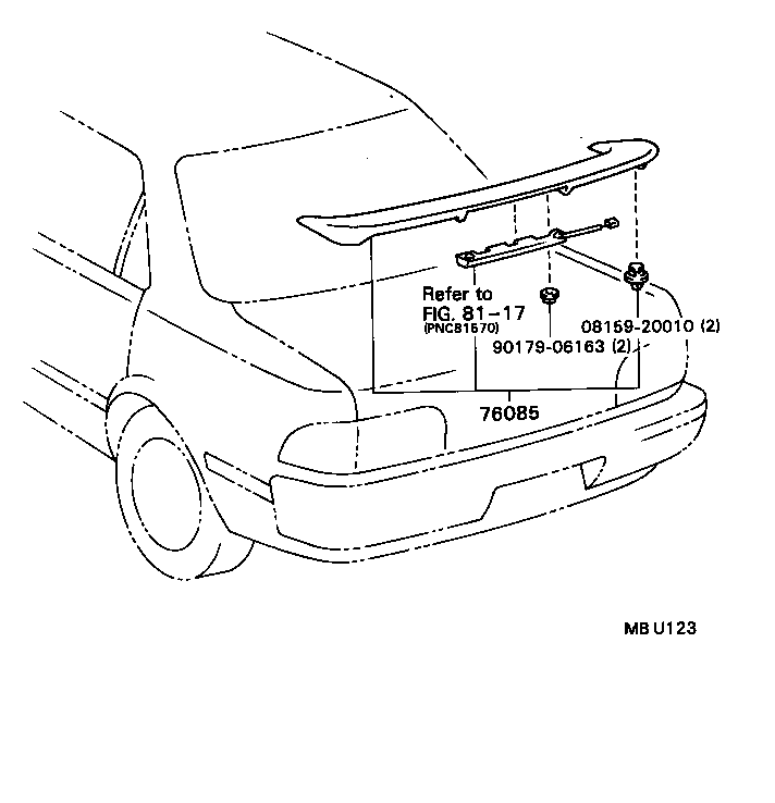 76871-21901 SPOILER SUB-ASSY, REAR product image