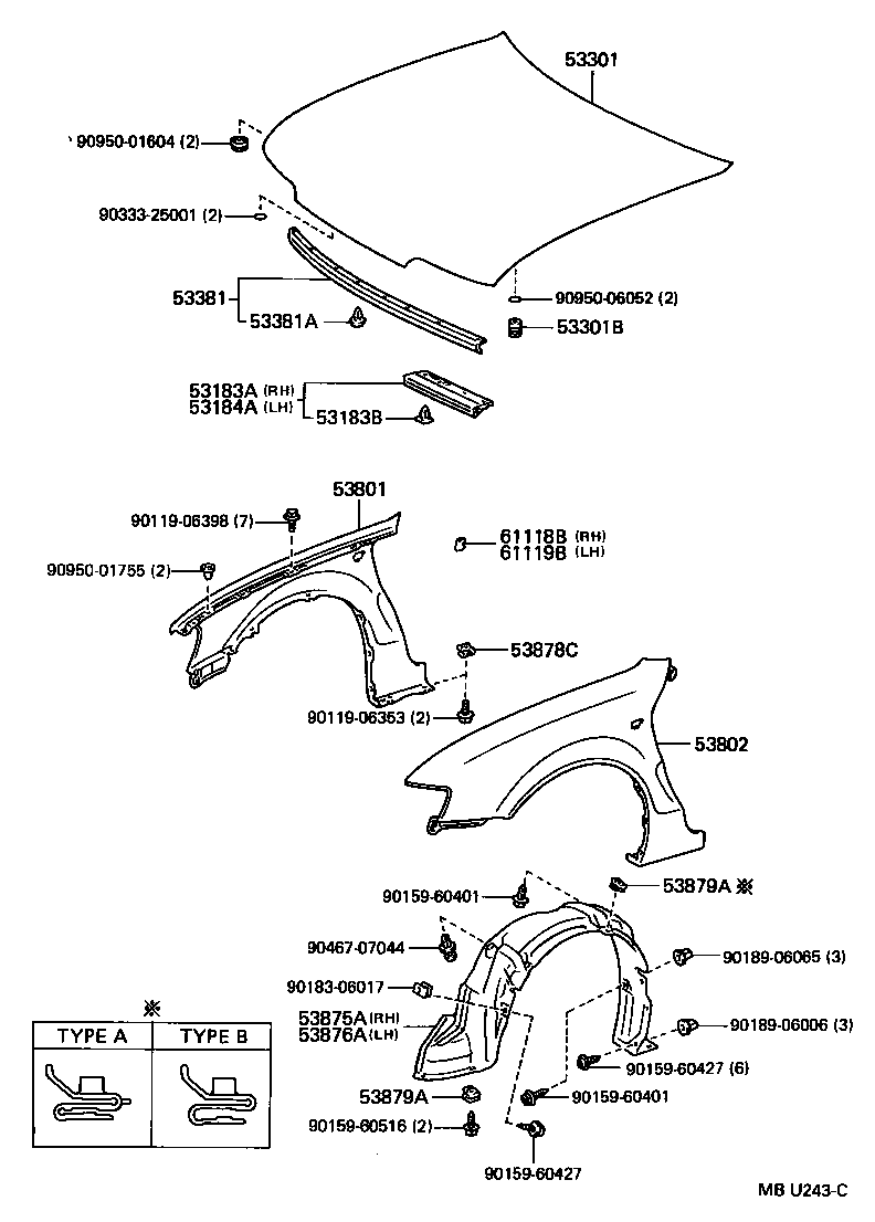 53875-18010 LINER, FRONT FENDER, RH product image