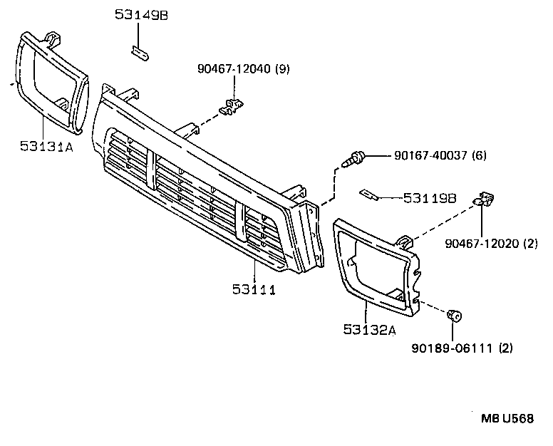 53111-89136 GRILLE, RADIATOR product image