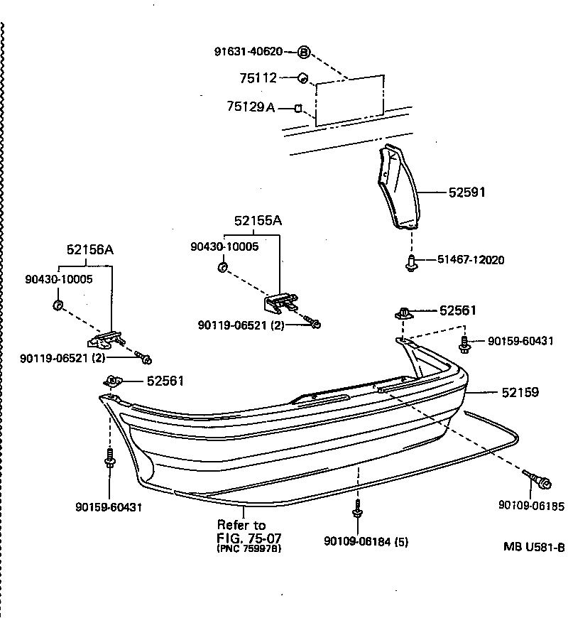 52155-10040 SUPPORT, REAR BUMPER SIDE, RH product image