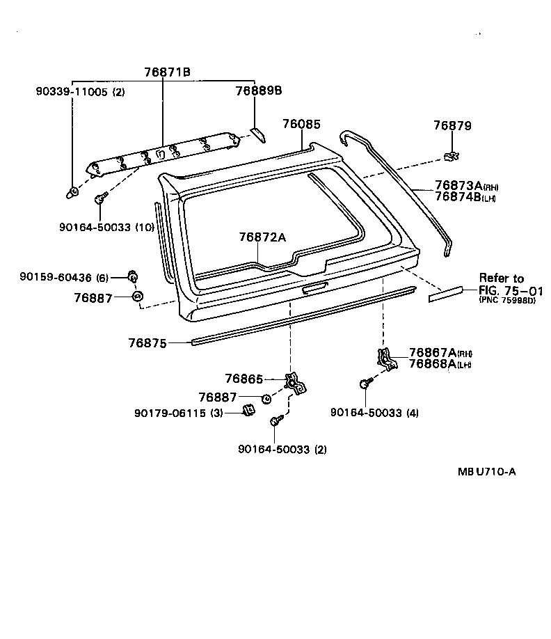 76871-21901 SPOILER SUB-ASSY, REAR product image