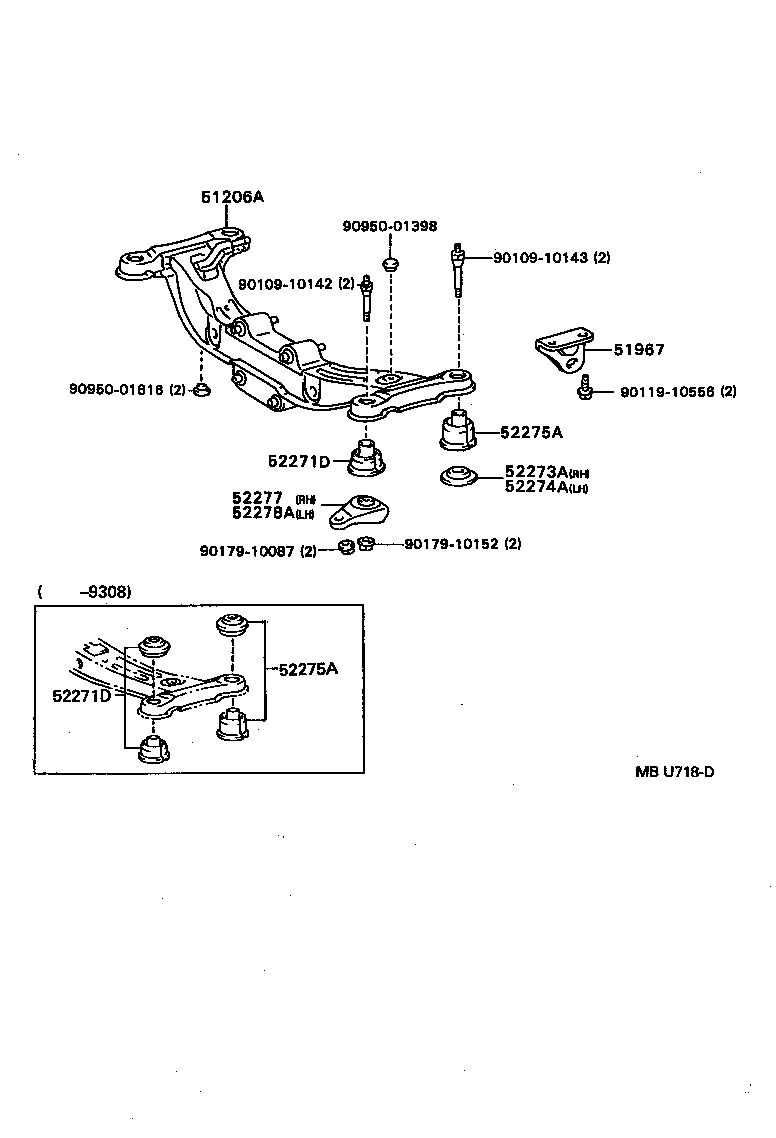 51206-32020 MEMBER SUB-ASSY, REAR SUSPENSION product image
