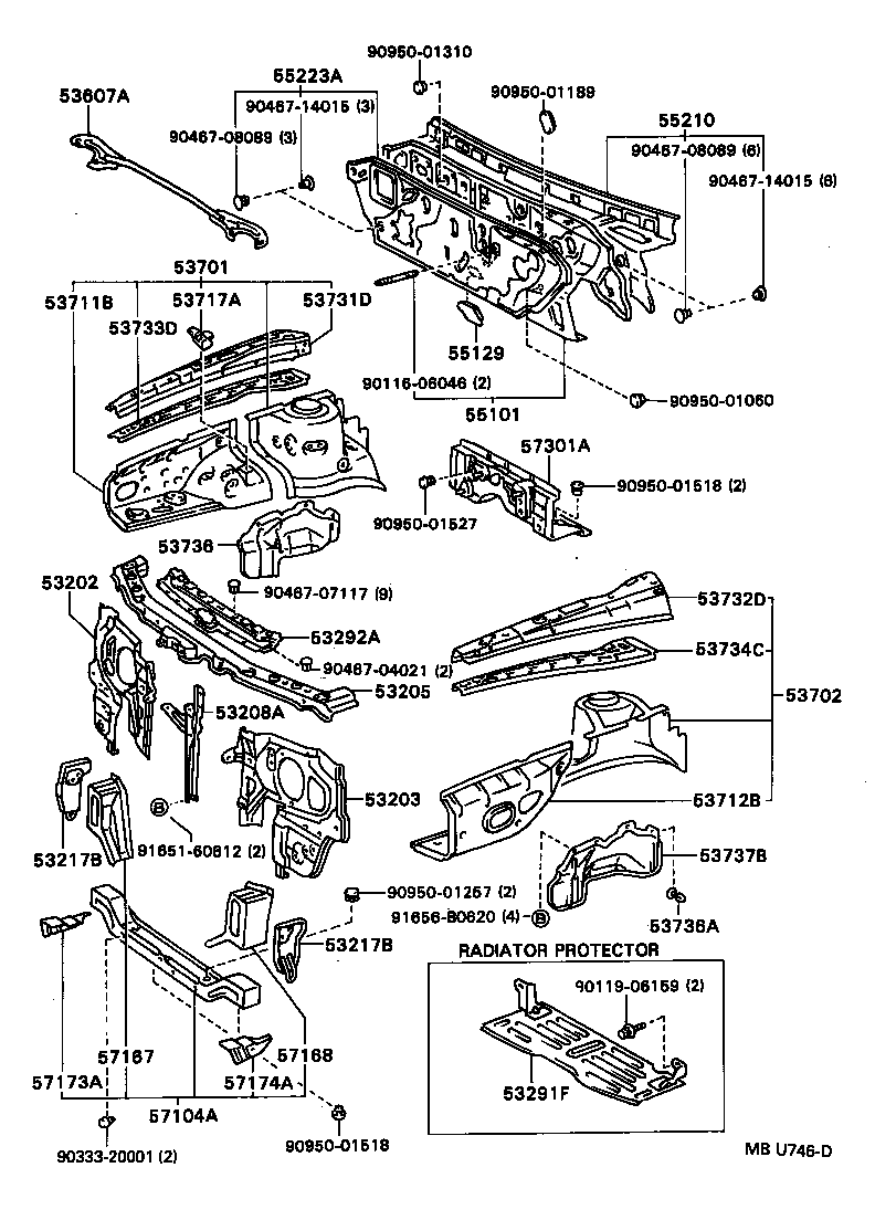 53208-32150 SUPPORT SUB-ASSY, HOOD LOCK product image