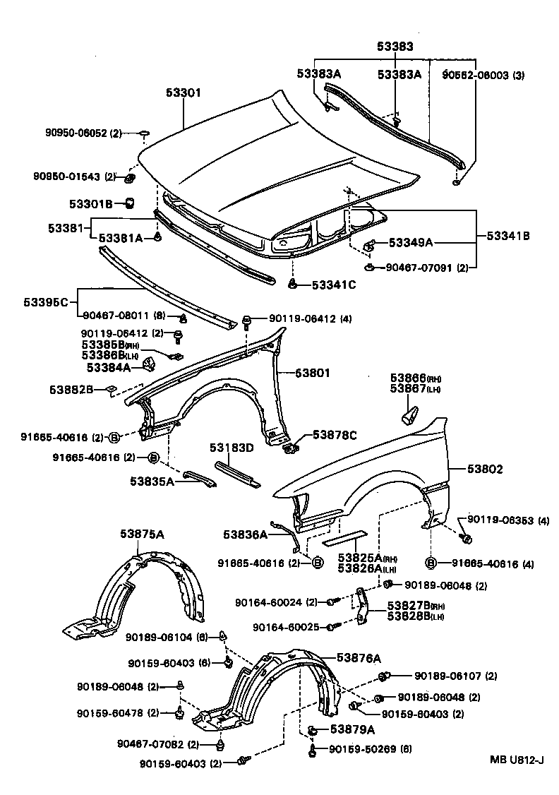 53183-32040 SEAL, HOOD TO RADIATOR GRILLE product image