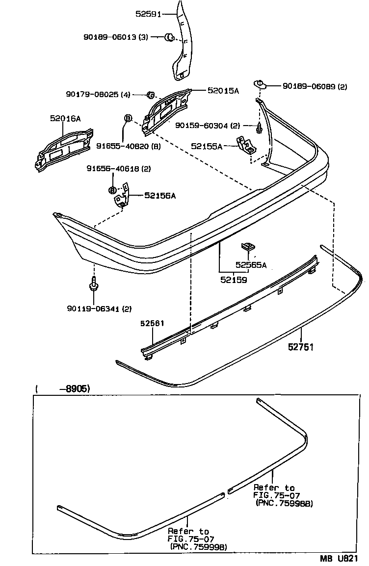 52159-12860-08 COVER, REAR BUMPER product image