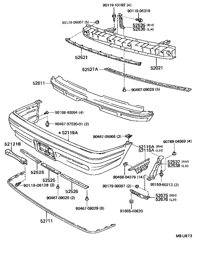 52611-22110 ABSORBER, FRONT BUMPER ENERGY product image