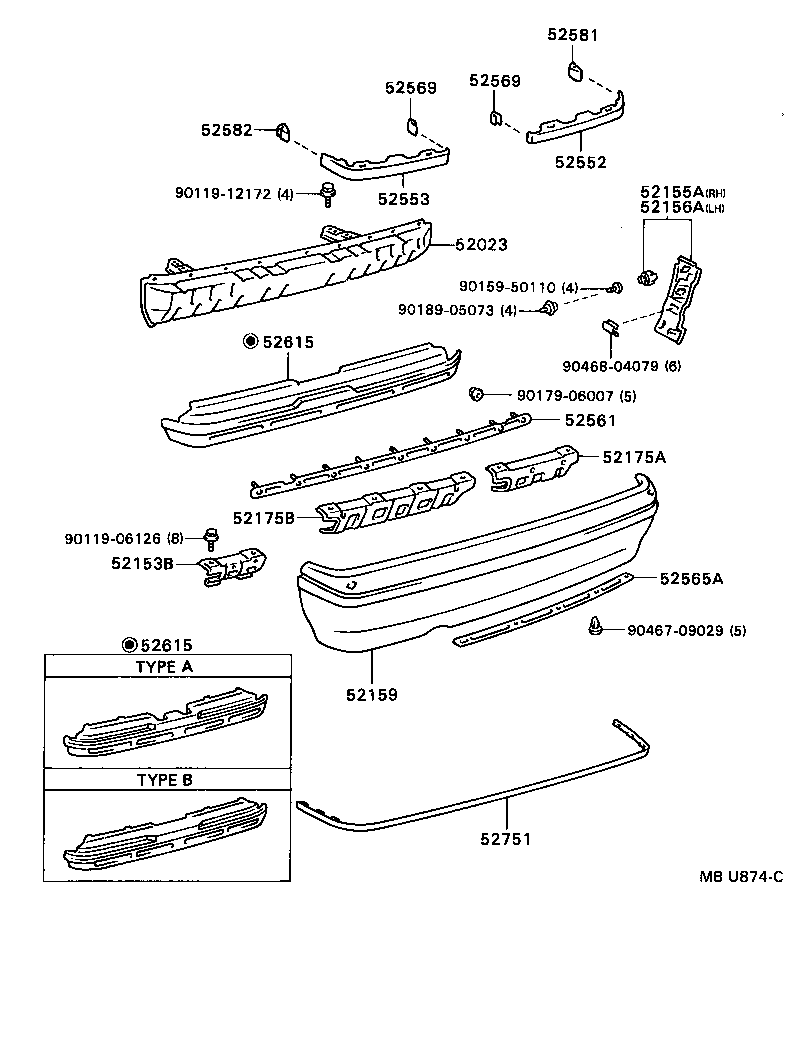 52155-22150 SUPPORT, REAR BUMPER SIDE, RH product image
