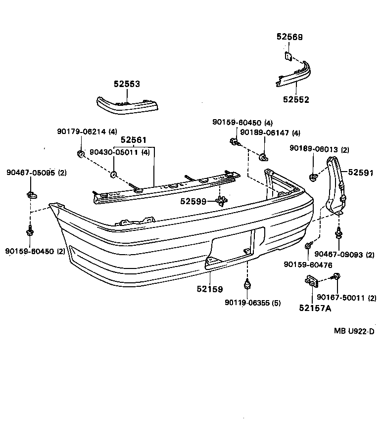 52159-16360-04 COVER, REAR BUMPER product image