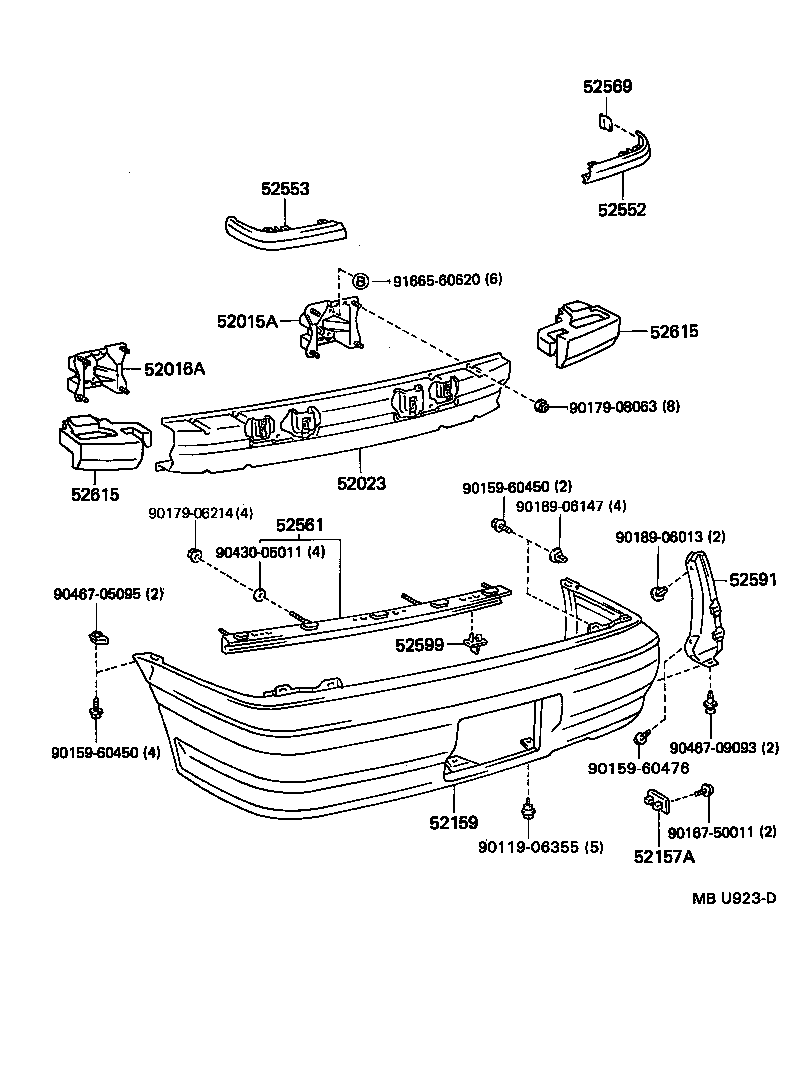 52157-16110 SUPPORT, REAR BUMPER SIDE, NO.2 RH product image