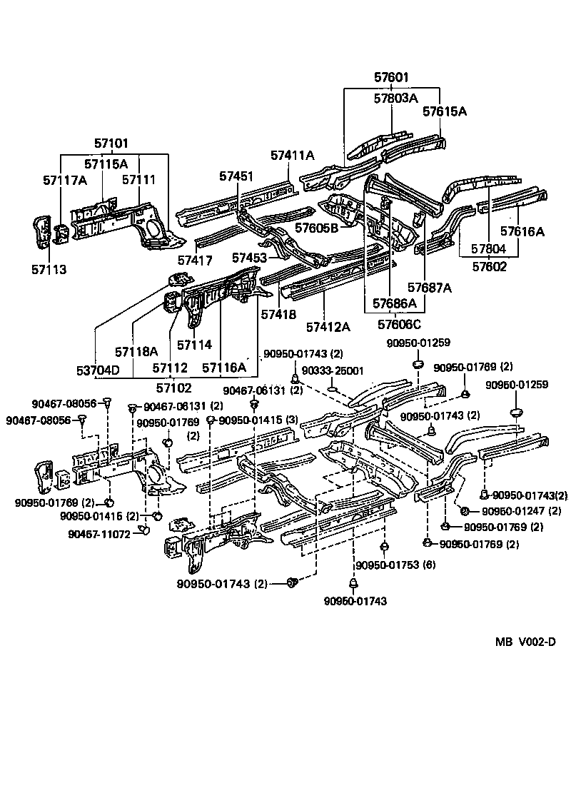 57101-16200 MEMBER SUB-ASSY, FRONT SIDE, RH product image