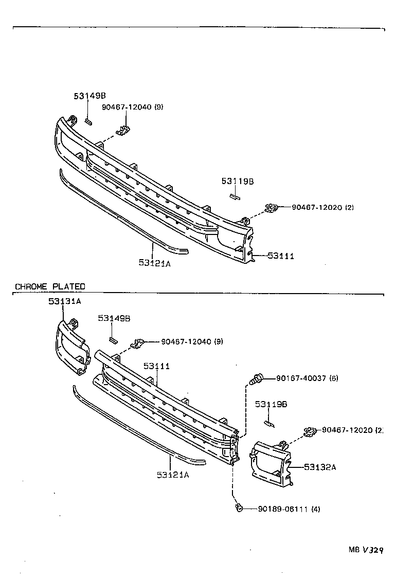 53111-04020 GRILLE, RADIATOR product image
