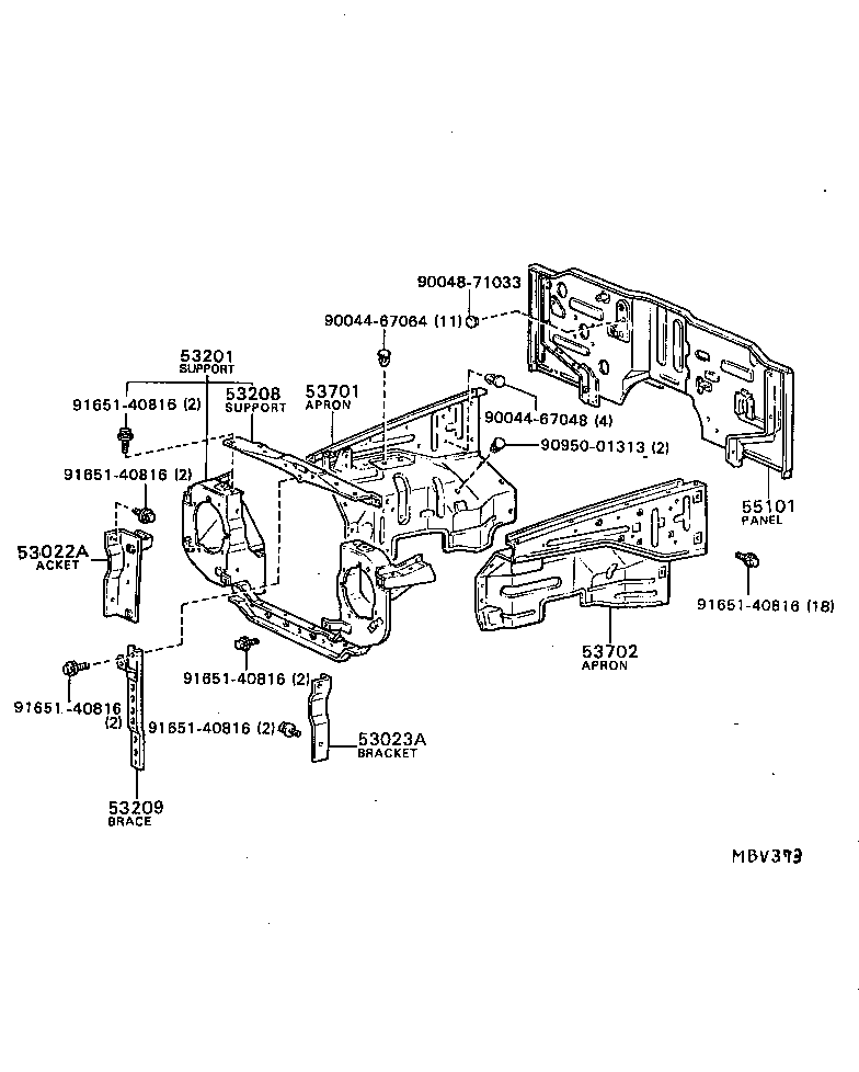 53200-87603 SUPPORT SUB-ASSY, RADIATOR product image