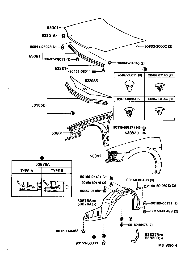 53382-16010 SEAL, HOOD TO RADIATOR SUPPORT product image
