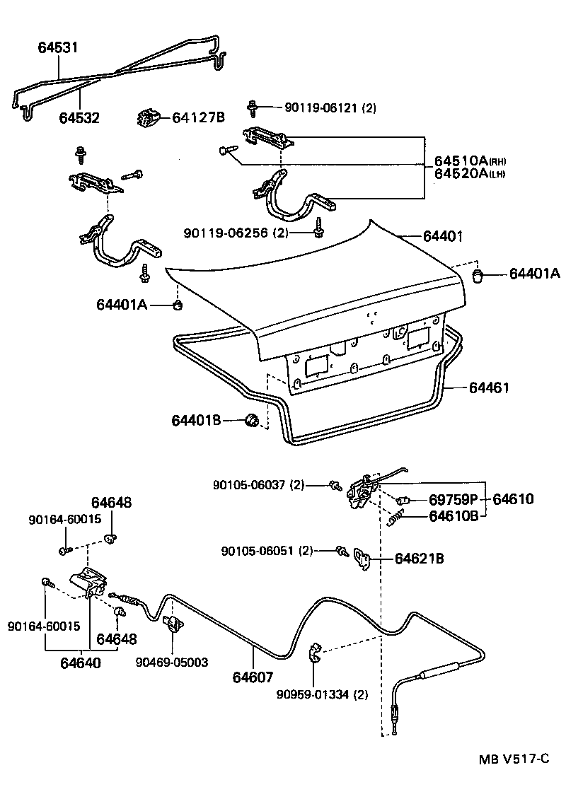 64520-12250 HINGE ASSY, LUGGAGE COMPARTMENT DOOR, LH product image