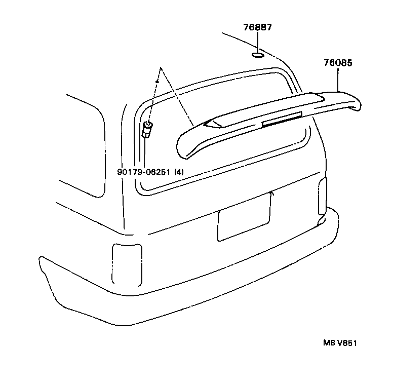 76085-35010-B0 SPOILER SUB-ASSY, REAR product image
