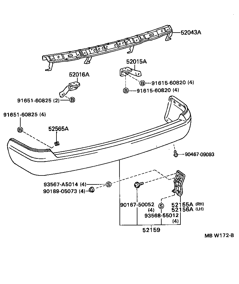 52015-28030 ARM SUB-ASSY, REAR BUMPER, RH product image