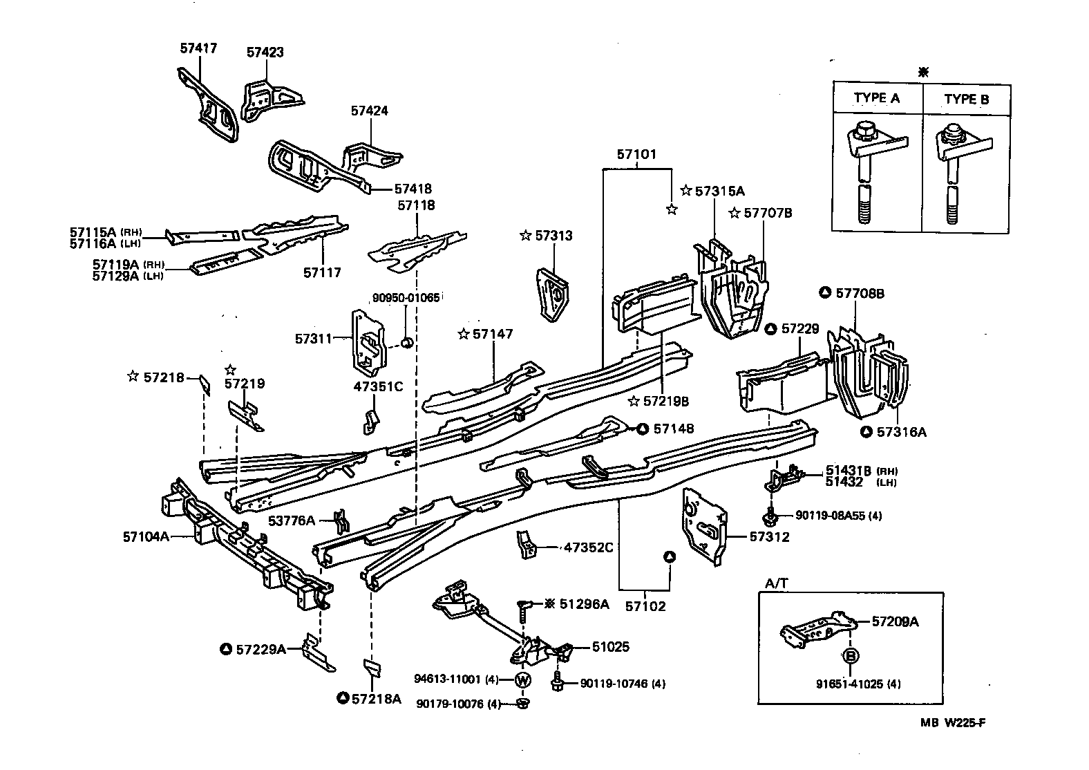 57101-28909 MEMBER SUB-ASSY, FRONT SIDE, RH product image