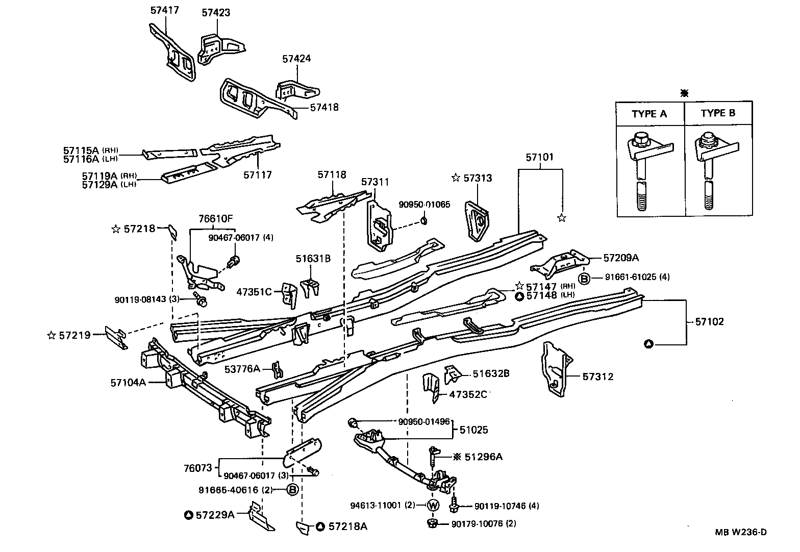 57101-28909 MEMBER SUB-ASSY, FRONT SIDE, RH product image