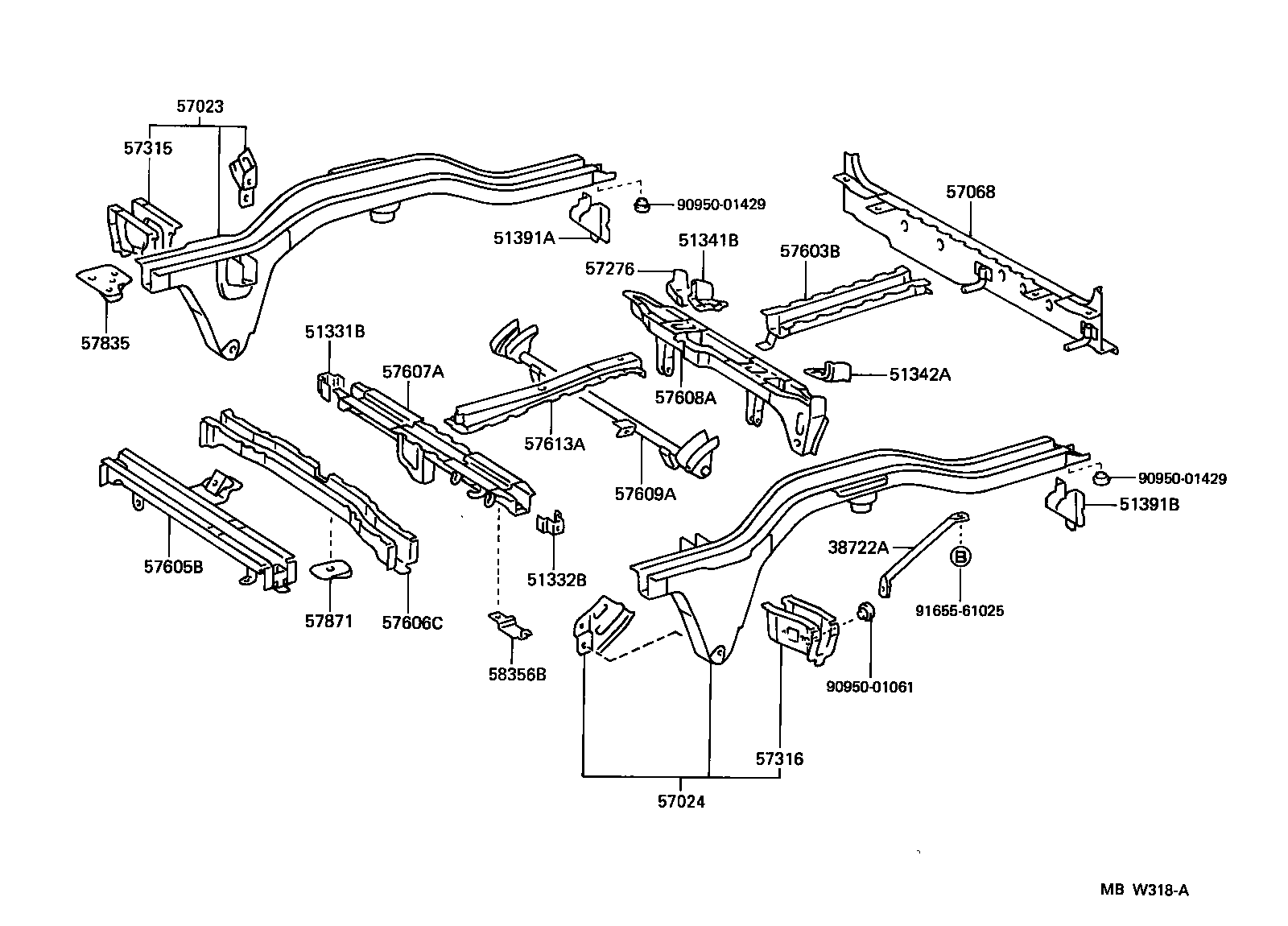 57066-28010 MEMBER SUB-ASSY, REAR FLOOR CROSS, NO.6 product image