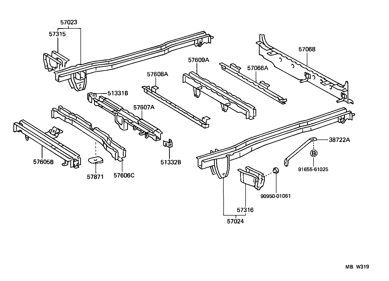 57066-28010 MEMBER SUB-ASSY, REAR FLOOR CROSS, NO.6 product image