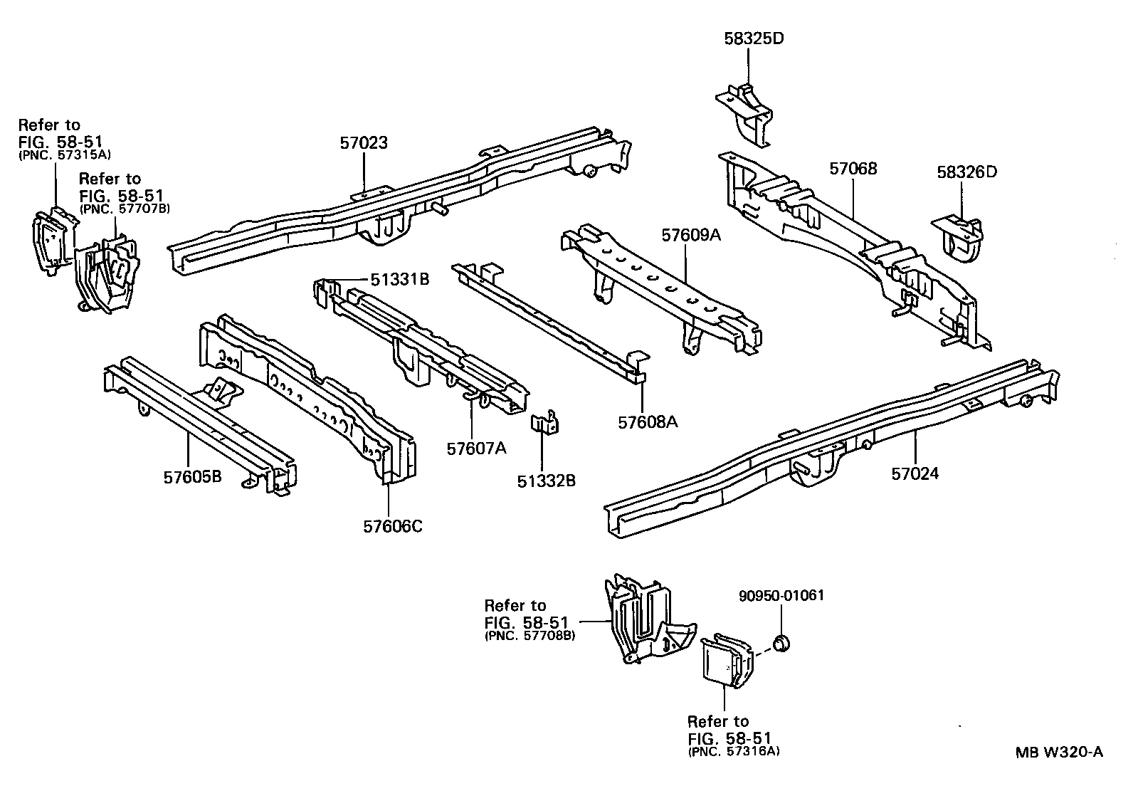 57066-28010 MEMBER SUB-ASSY, REAR FLOOR CROSS, NO.6 product image