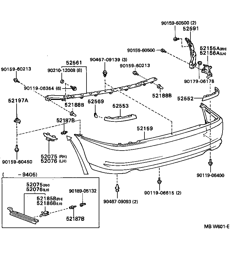 52155-12220 SUPPORT, REAR BUMPER SIDE, RH product image