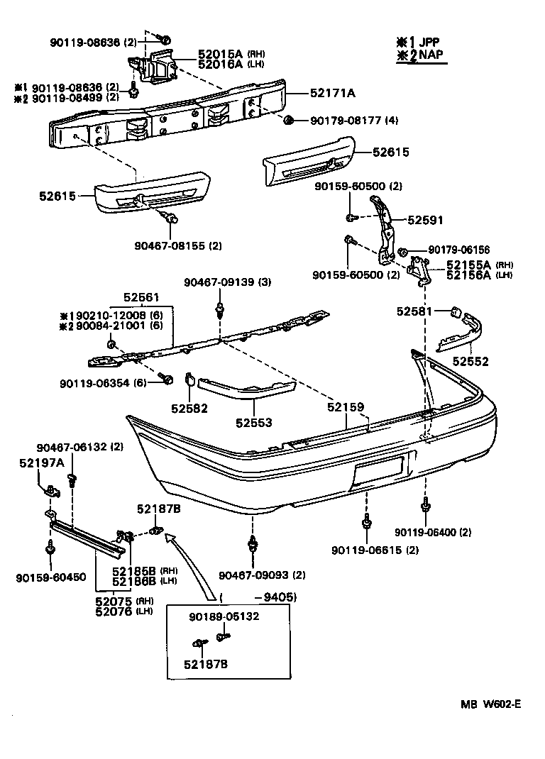 52075-12030 RETAINER SUB-ASSY, REAR BUMPER SIDE, RH product image
