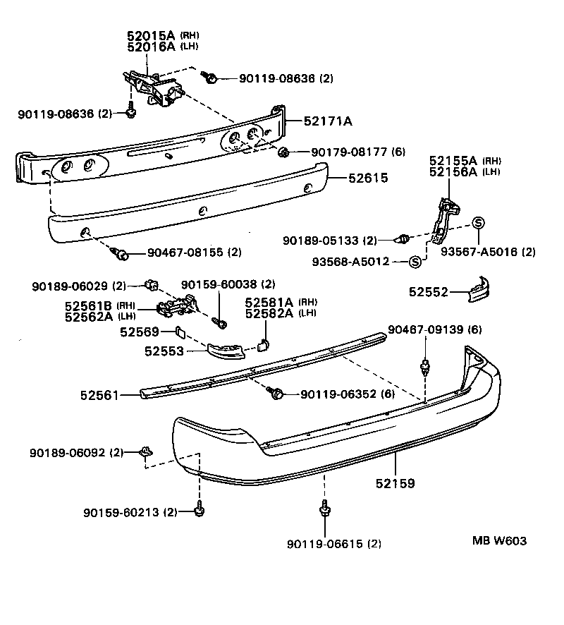 52075-12030 RETAINER SUB-ASSY, REAR BUMPER SIDE, RH product image