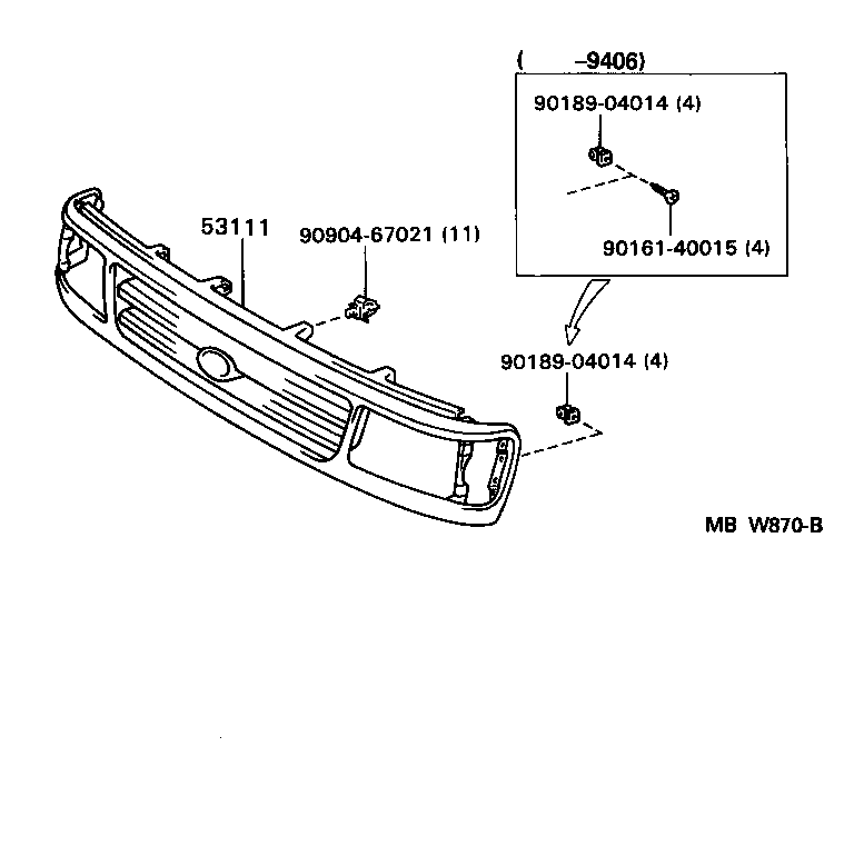 53111-34020 GRILLE, RADIATOR product image