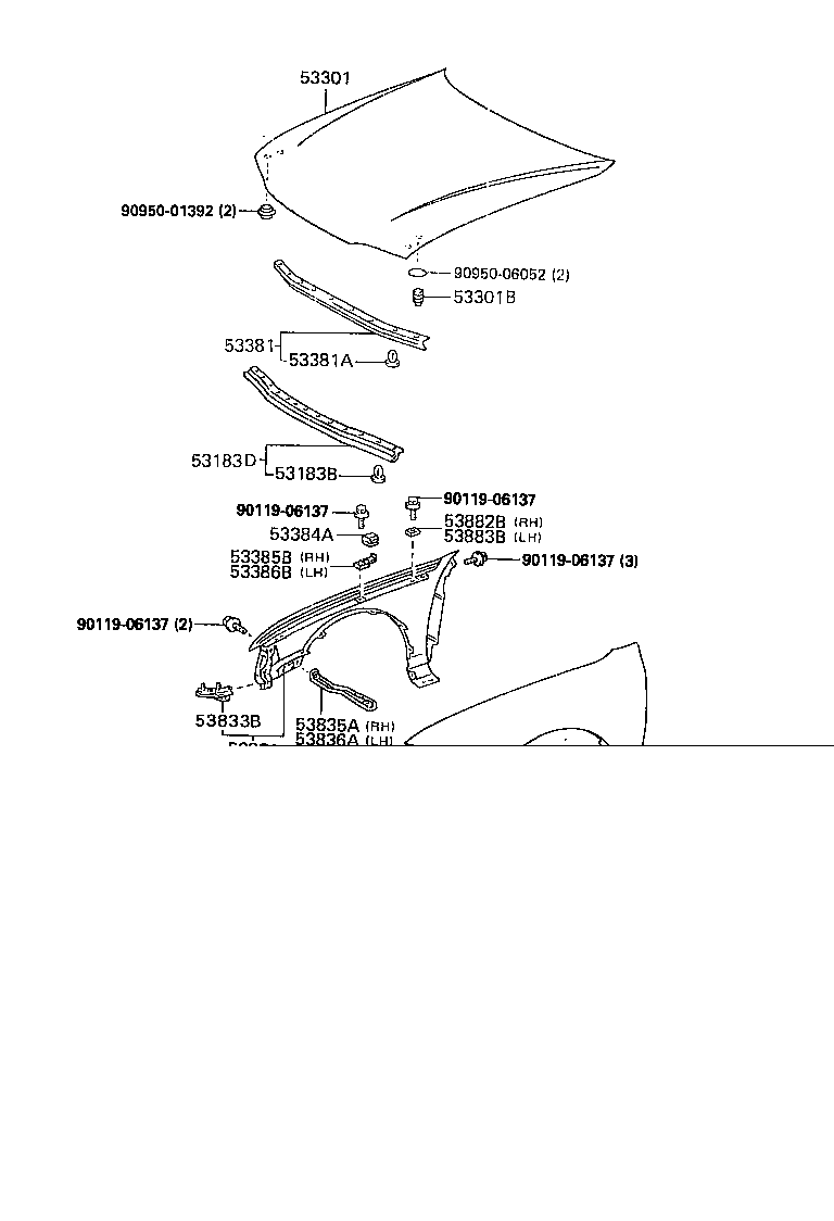 53301-02040 HOOD SUB-ASSY product image