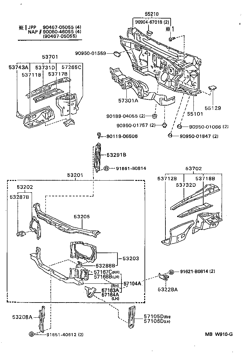 53701-02032 APRON SUB-ASSY, FRONT FENDER, RH product image