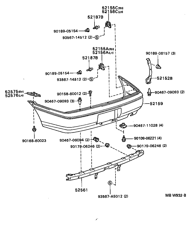 52155-20290 SUPPORT, REAR BUMPER SIDE, RH product image