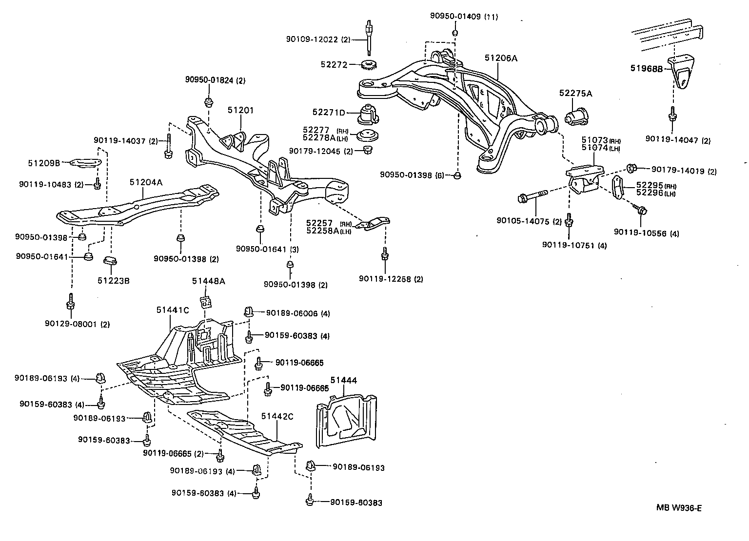 51074-32010 BRACKET SUB-ASSY, REAR BODY MOUNTING, NO.2 LH product image