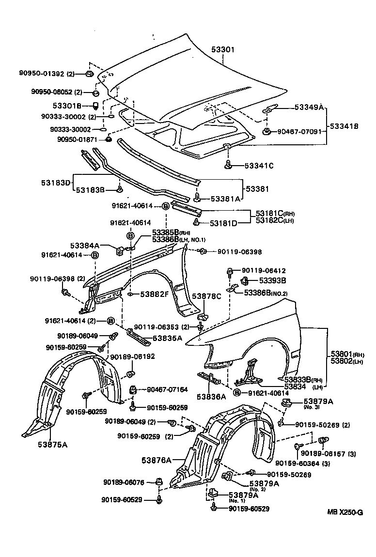 53801-2B440 FENDER SUB-ASSY, FRONT RH product image