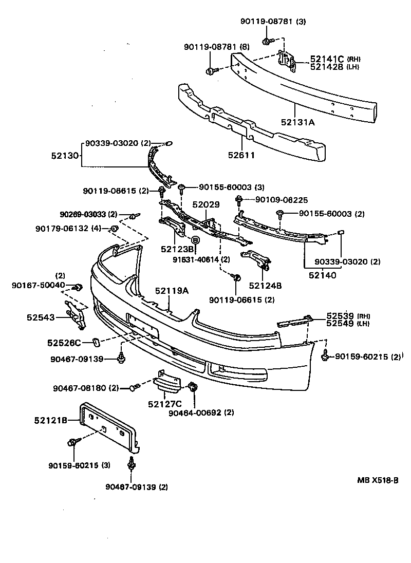 52611-30140 ABSORBER, FRONT BUMPER ENERGY product image