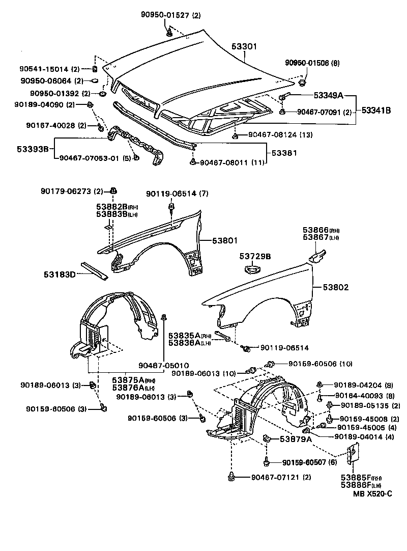 53349-30010 RETAINER, HOOD INSULATOR product image