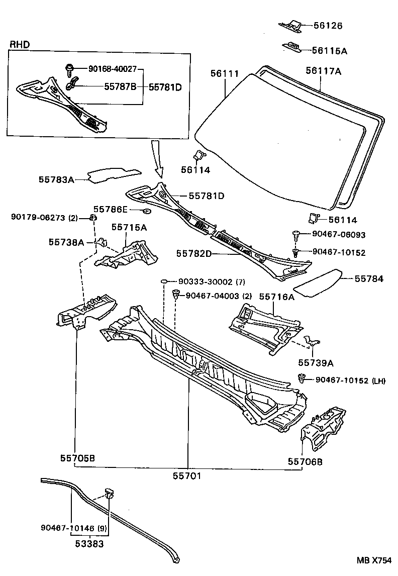 55700-30540 PANEL SUB-ASSY, COWL product image